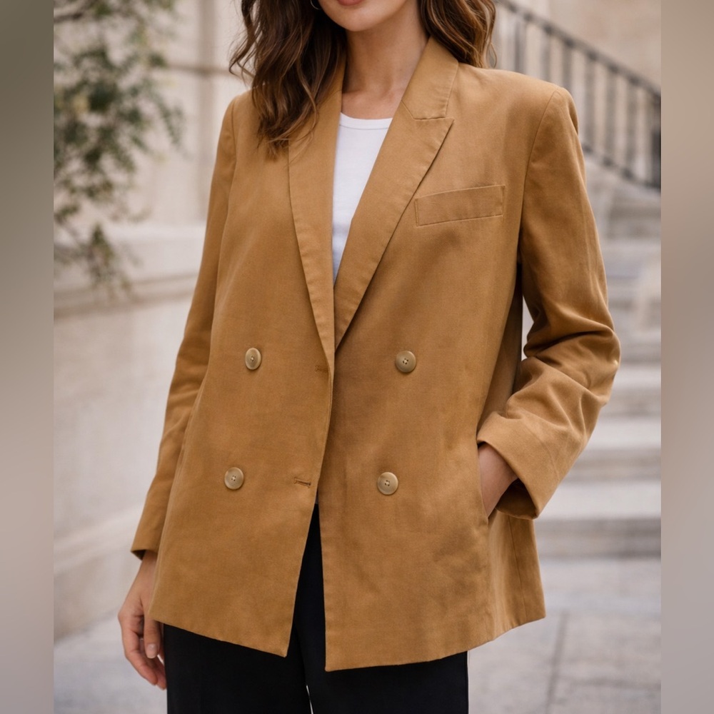 Vince Tan Mustard Jacket Blazer Tencel soft size 12